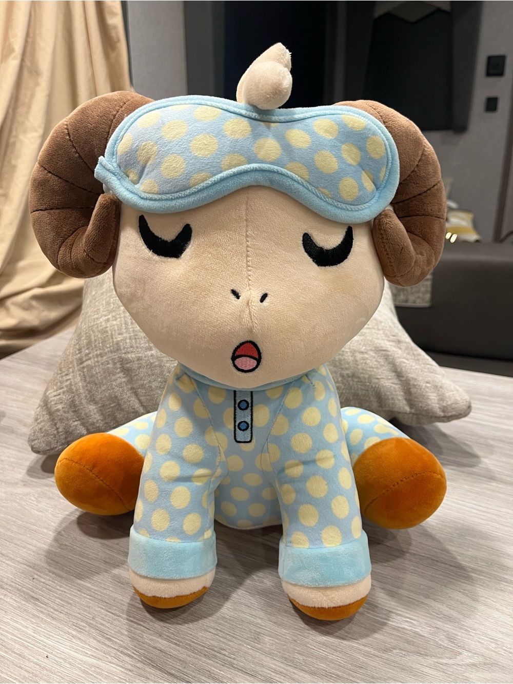 Jschlatt Sleepy Cartoon Ram “Rammy” Jumbo Plush 14” with Sleeping Mask YouTooz
